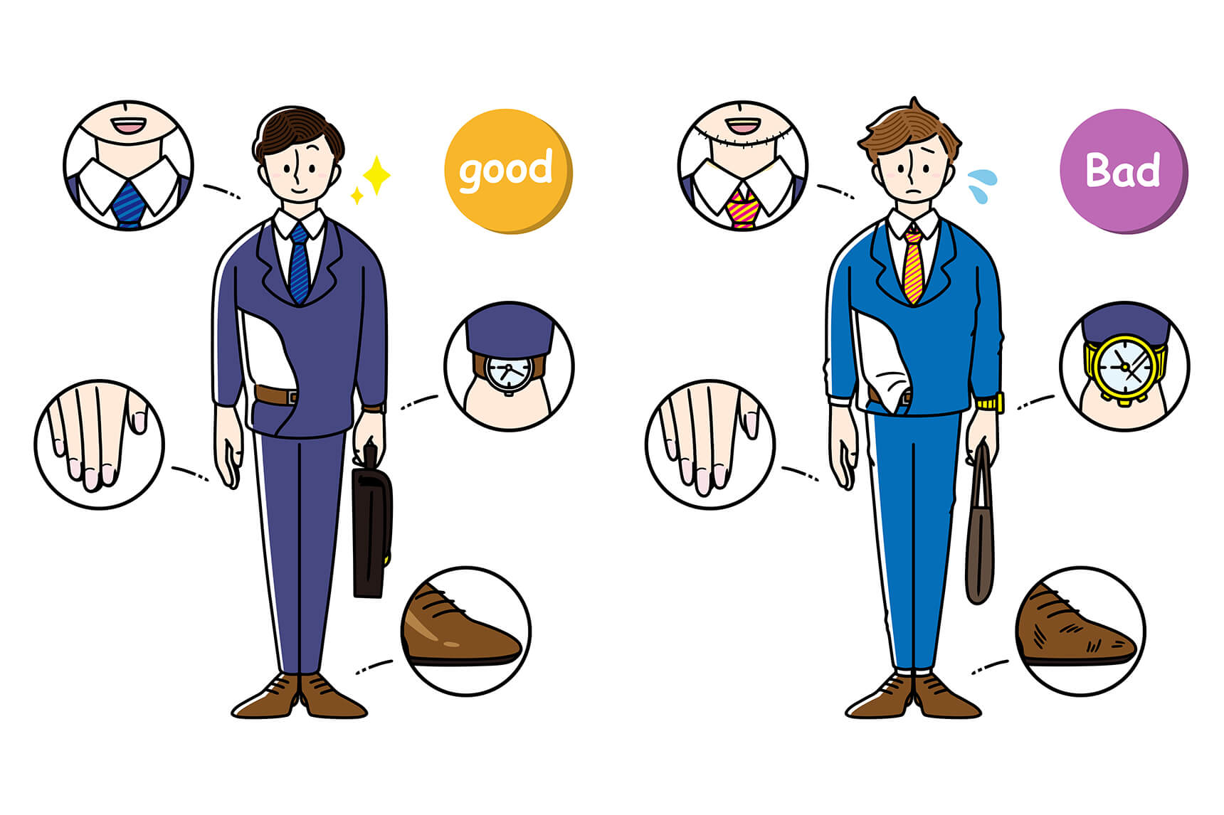 ビジネスマンの身だしなみイラスト